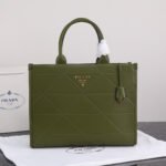{Style No: DMH71413} PRA LARGE 39 TOTE IN OLIVE GREEN CALFSKIN GOLD HARDWARE