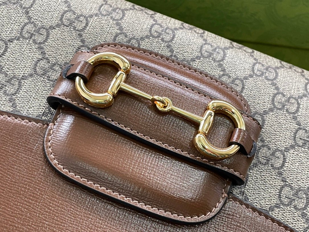 {Style No: 9A5THT3R} GG HORSEBIT 1955 SMALL 29 BAG BEIGE CANVAS AND LIGHT BROWN CALFSKIN - Image 5