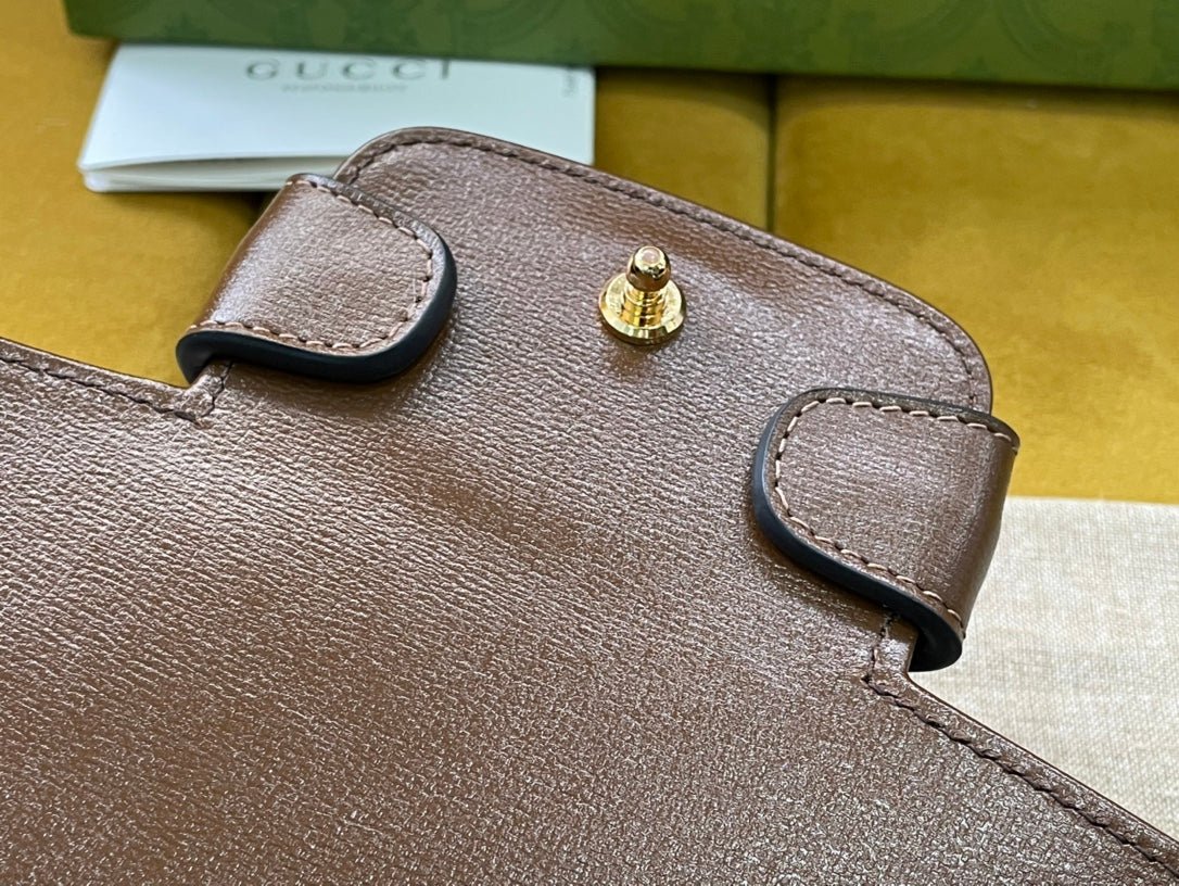 {Style No: 9A5THT3R} GG HORSEBIT 1955 SMALL 29 BAG BEIGE CANVAS AND LIGHT BROWN CALFSKIN - Image 9