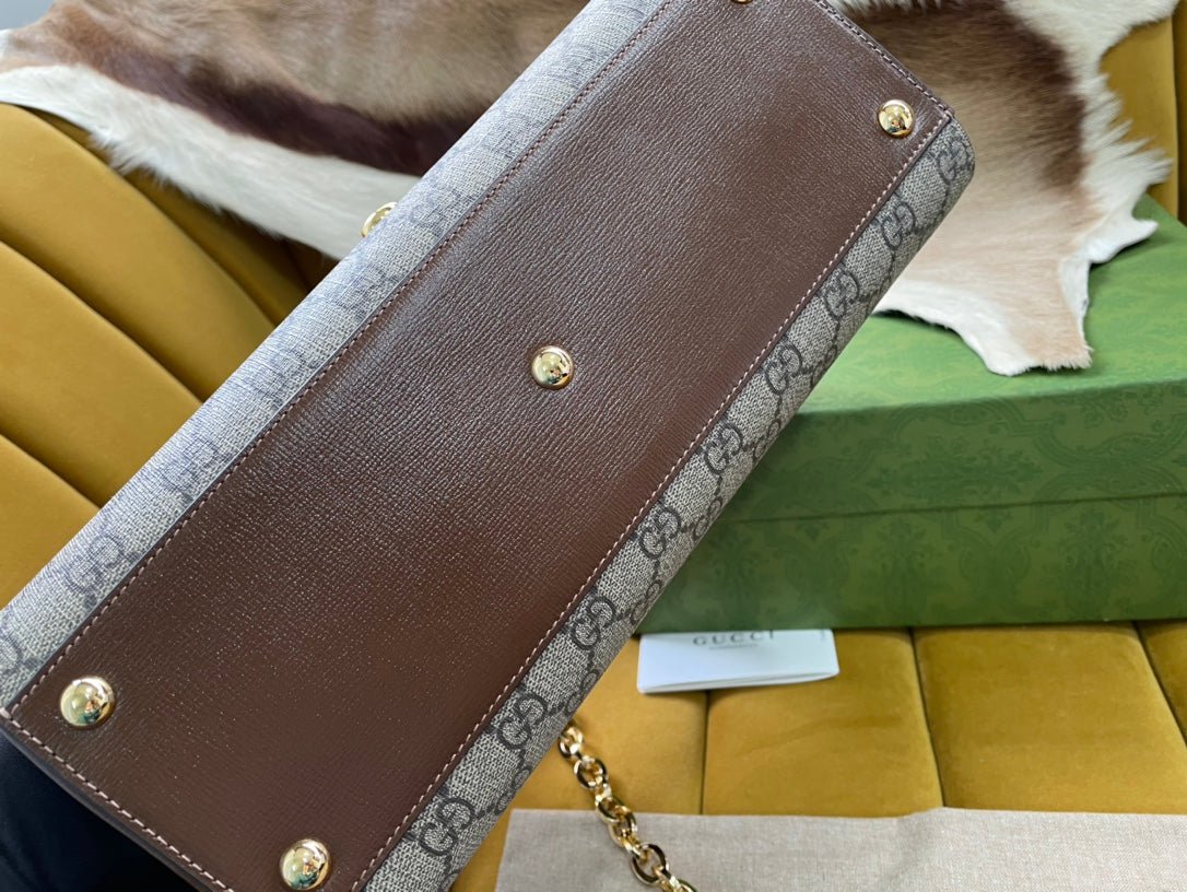 {Style No: 9A5THT3R} GG HORSEBIT 1955 SMALL 29 BAG BEIGE CANVAS AND LIGHT BROWN CALFSKIN - Image 6