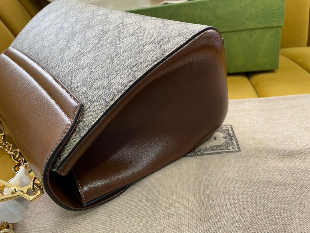 {Style No: 9A5THT3R} GG HORSEBIT 1955 SMALL 29 BAG BEIGE CANVAS AND LIGHT BROWN CALFSKIN - Image 4