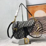 {Style No: JA7MAX8E} CD Saddle Bag Strap With Strap 25.5cm Blue Obique Embroidery