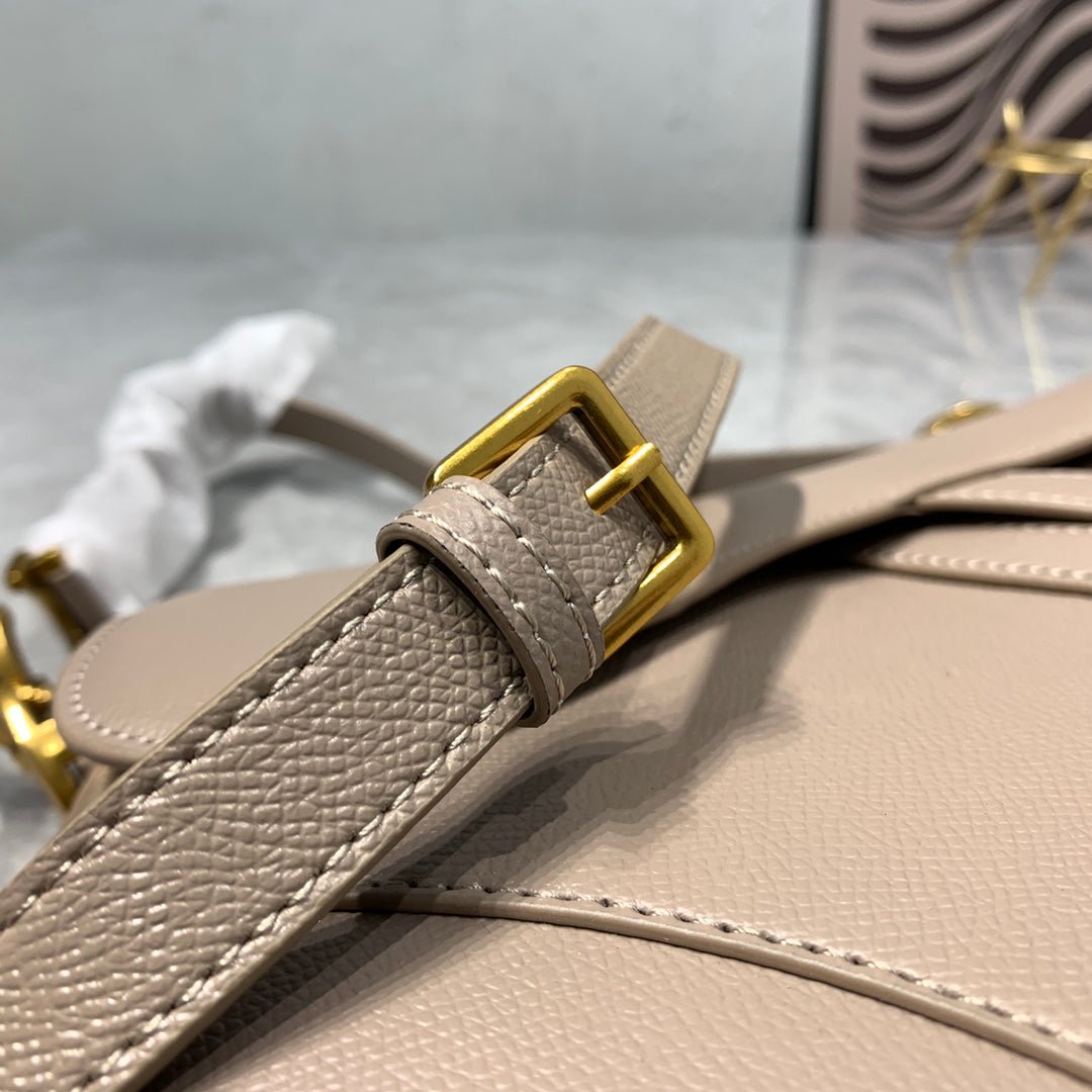 {Style No: BGGAFN4N} CD Saddle Bag Strap Warm Taupe Grained Brown Calfskin - Image 7