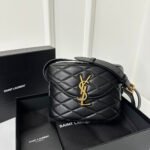 {Style No: 5B1HKEU4} JUNE 19 BLACK QUILTED LAMBSKIN WITH GOLD LOGO BOX BAG
