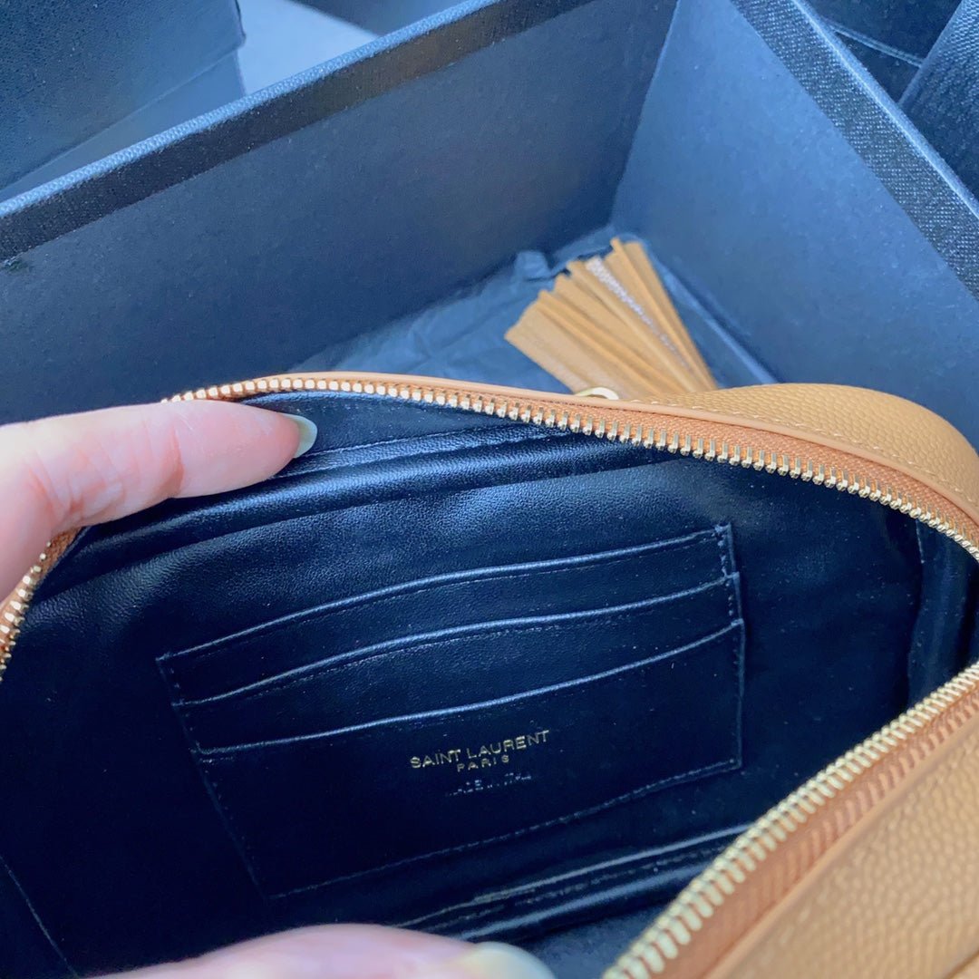 {Style No: AUKMJ73C} LOU MINI CAMERA BAG 19 IN MANGO ORANGE CAVIAR PATTERN CALFSKIN GOLD HARDWARE - Image 8
