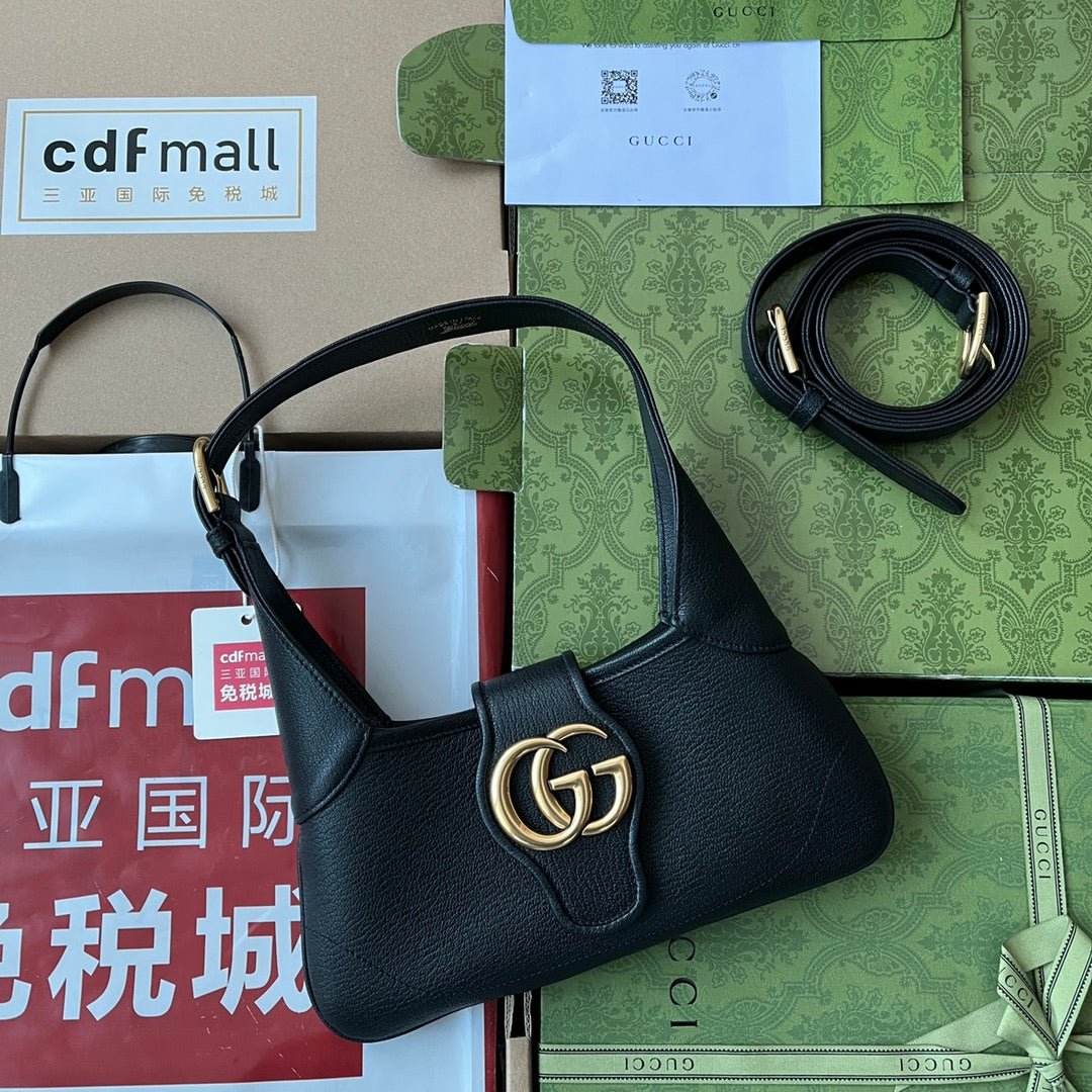 {Style No: PWL1O5DQ} APHRODITE SMALL SHOULDER BAG 27 IN BLACK CALFSKIN GOLD HARDWARE