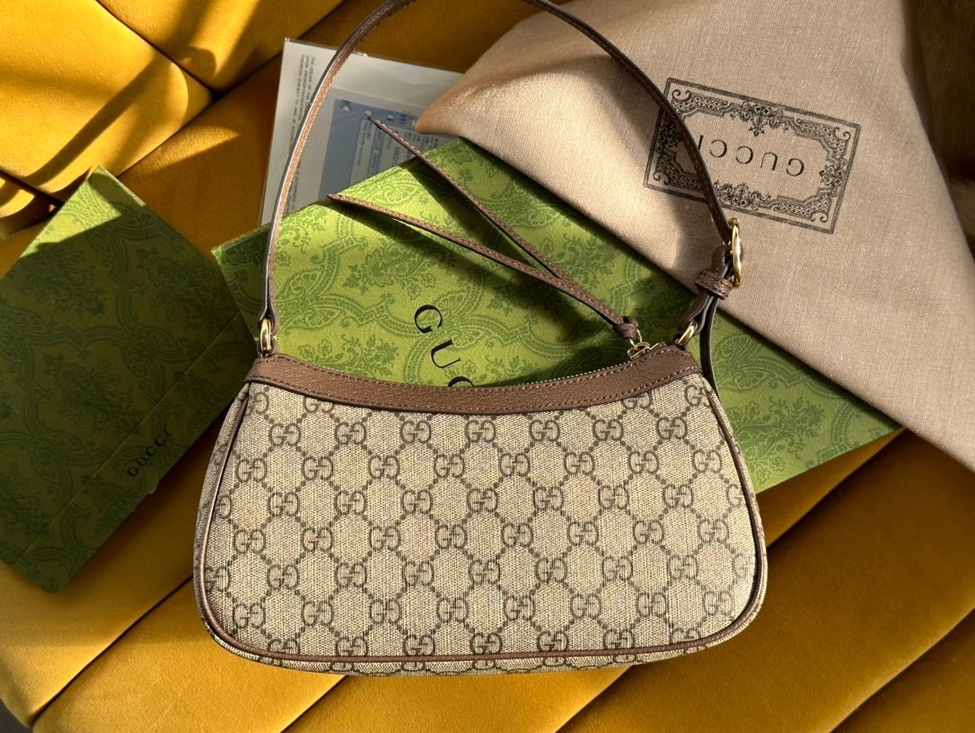 {Style No: DLYA5LAY} OPHIDIA GG SMALL 25 HANDBAG BEIGE AND EBONY SUPREME CANVAS - Image 3