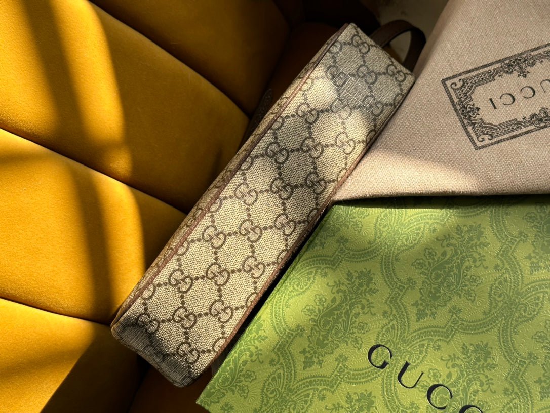 {Style No: DLYA5LAY} OPHIDIA GG SMALL 25 HANDBAG BEIGE AND EBONY SUPREME CANVAS - Image 7