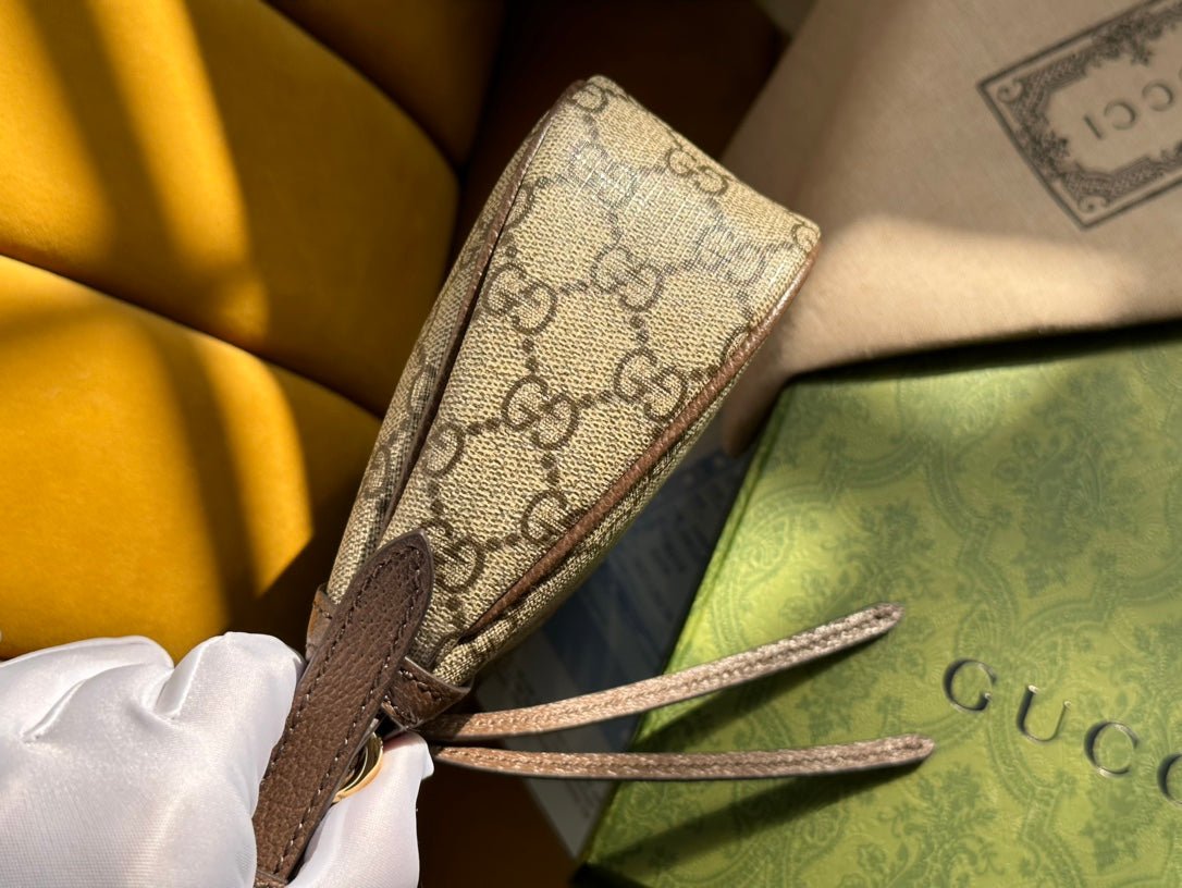 {Style No: DLYA5LAY} OPHIDIA GG SMALL 25 HANDBAG BEIGE AND EBONY SUPREME CANVAS - Image 6