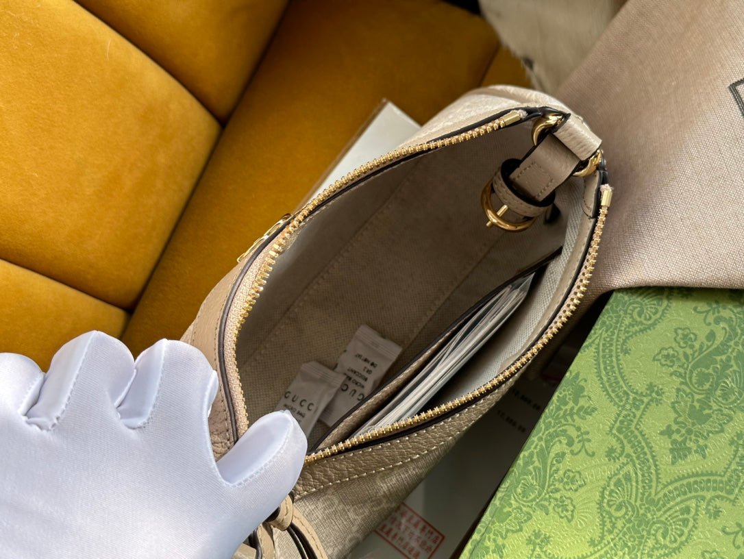 {Style No: 2RAIJXT4} OPHIDIA GG SMALL 25 HANDBAG BEIGE AND WHITE SUPREME CANVAS - Image 3