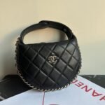 {Style No: WB2M1FHA} MINI HOBO BAG 16 IN BLACK LAMBSKIN