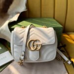 {Style No: OMN8TNR5} GG MARMONT MINI 18 HANDBAG IN WHITE CALFSKIN