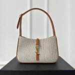 {Style No: 3SZCJXGX} LE 5 À 7 BAG 23 WHITE BROWN CANVAS WITH CALFSKIN