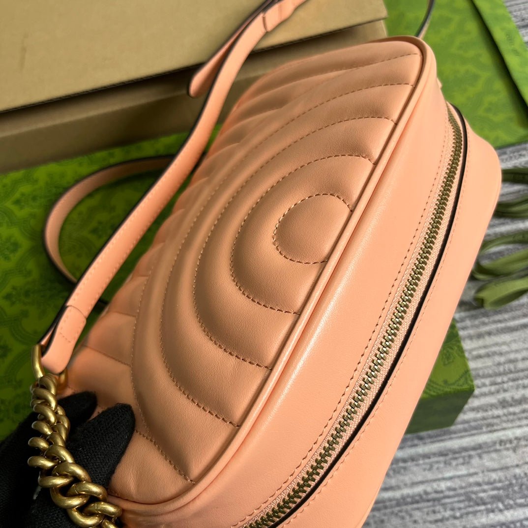 {Style No: MNIKFKCP} GG MARMONT SMALL 24 MATELASSÉ IN PEACH PINK CALFSKIN - Image 7
