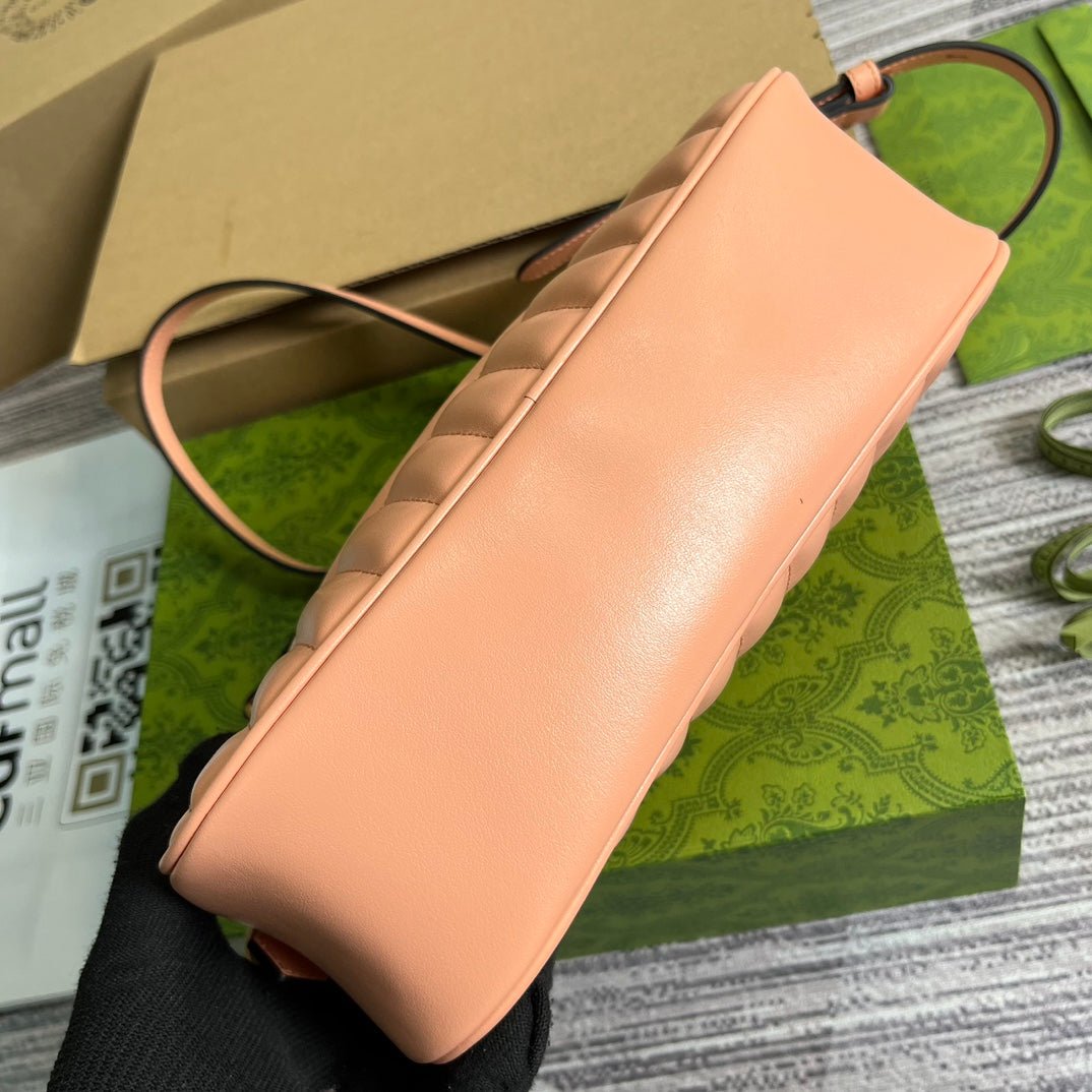 {Style No: MNIKFKCP} GG MARMONT SMALL 24 MATELASSÉ IN PEACH PINK CALFSKIN - Image 9