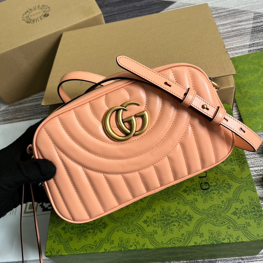 {Style No: MNIKFKCP} GG MARMONT SMALL 24 MATELASSÉ IN PEACH PINK CALFSKIN - Image 2