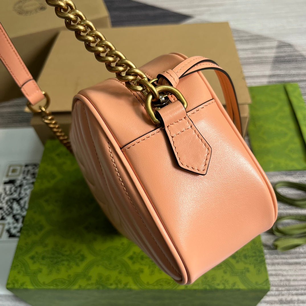 {Style No: MNIKFKCP} GG MARMONT SMALL 24 MATELASSÉ IN PEACH PINK CALFSKIN - Image 8