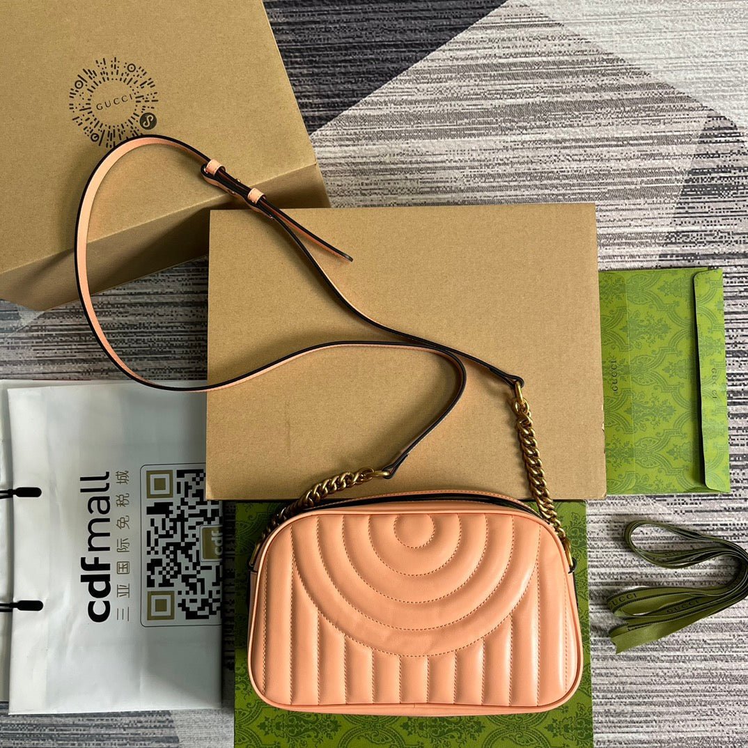 {Style No: MNIKFKCP} GG MARMONT SMALL 24 MATELASSÉ IN PEACH PINK CALFSKIN - Image 3
