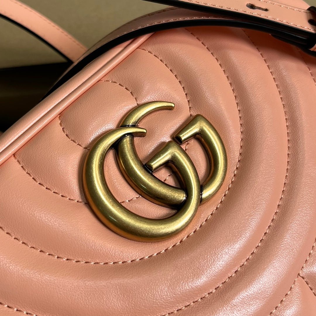 {Style No: MNIKFKCP} GG MARMONT SMALL 24 MATELASSÉ IN PEACH PINK CALFSKIN - Image 4