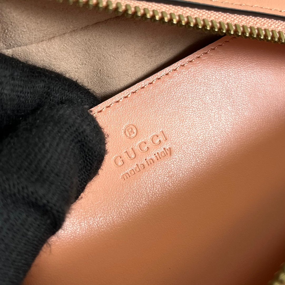 {Style No: MNIKFKCP} GG MARMONT SMALL 24 MATELASSÉ IN PEACH PINK CALFSKIN - Image 6