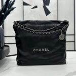 {Style No: 59D1KYLW} CC LARGE 42 HANDBAG IN BLACK CALFSKIN SILVER HARDWARE