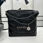 {Style No: F9B4PXW6} CC MEDIUM 37 HANDBAG IN BLACK CALFSKIN SILVER HARDWARE