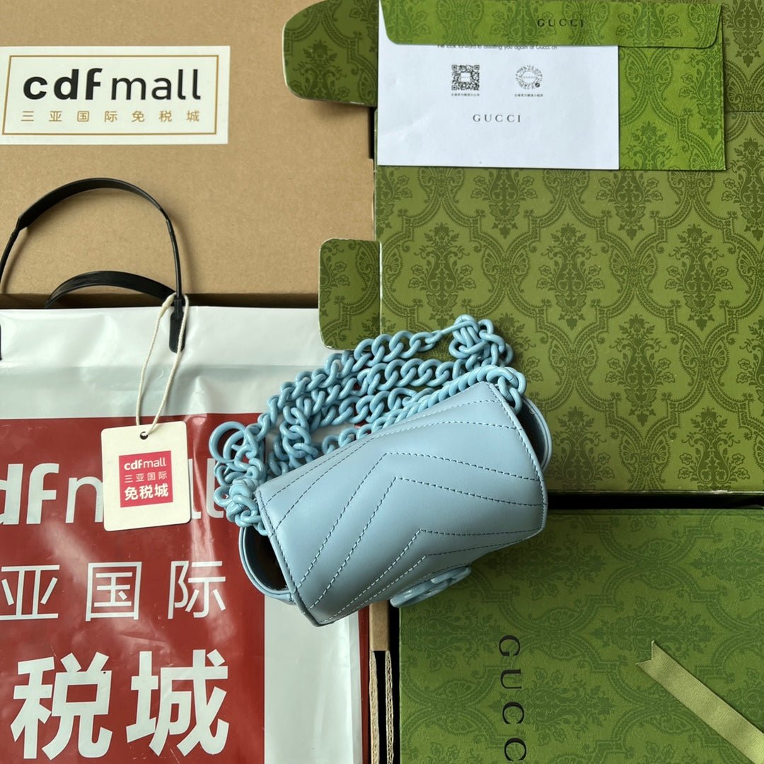 {Style No: F5MV4947} MARMONT BAG 12 IN SKY BLUE CALFSKIN - Image 5