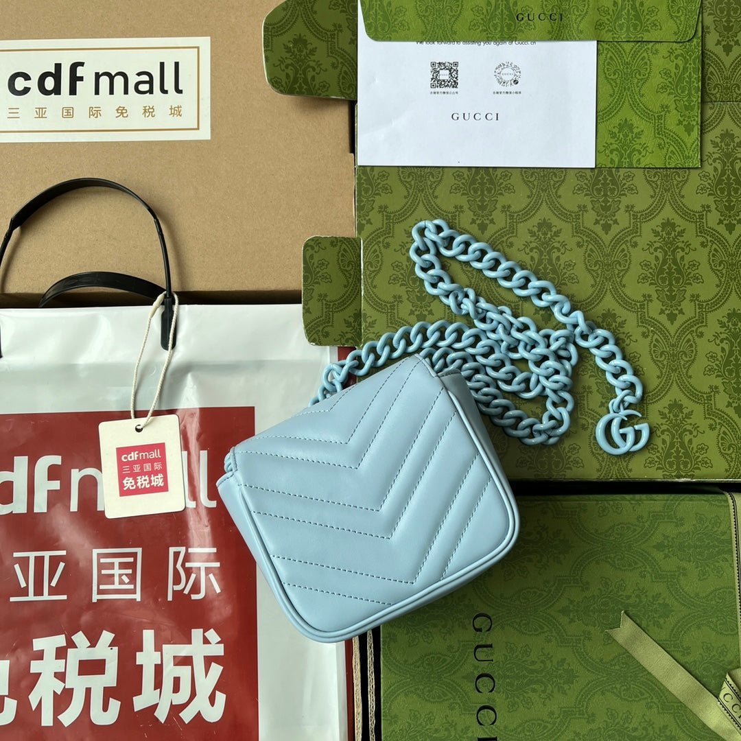 {Style No: F5MV4947} MARMONT BAG 12 IN SKY BLUE CALFSKIN - Image 6