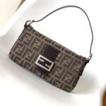 {Style No: GH52QY71} Fend Baguette 27 Shoulder Bag Brown FF Jacquard Fabric Bag Shw