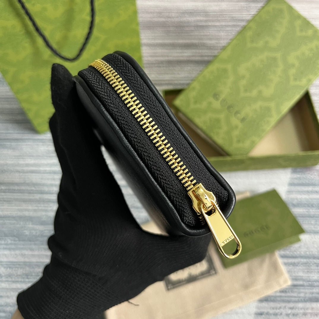 {Style No: HVNT2ILQ} GG BLONDIE 21 FULL ZIP WALLET IN BLACK CALFSKIN - Image 6
