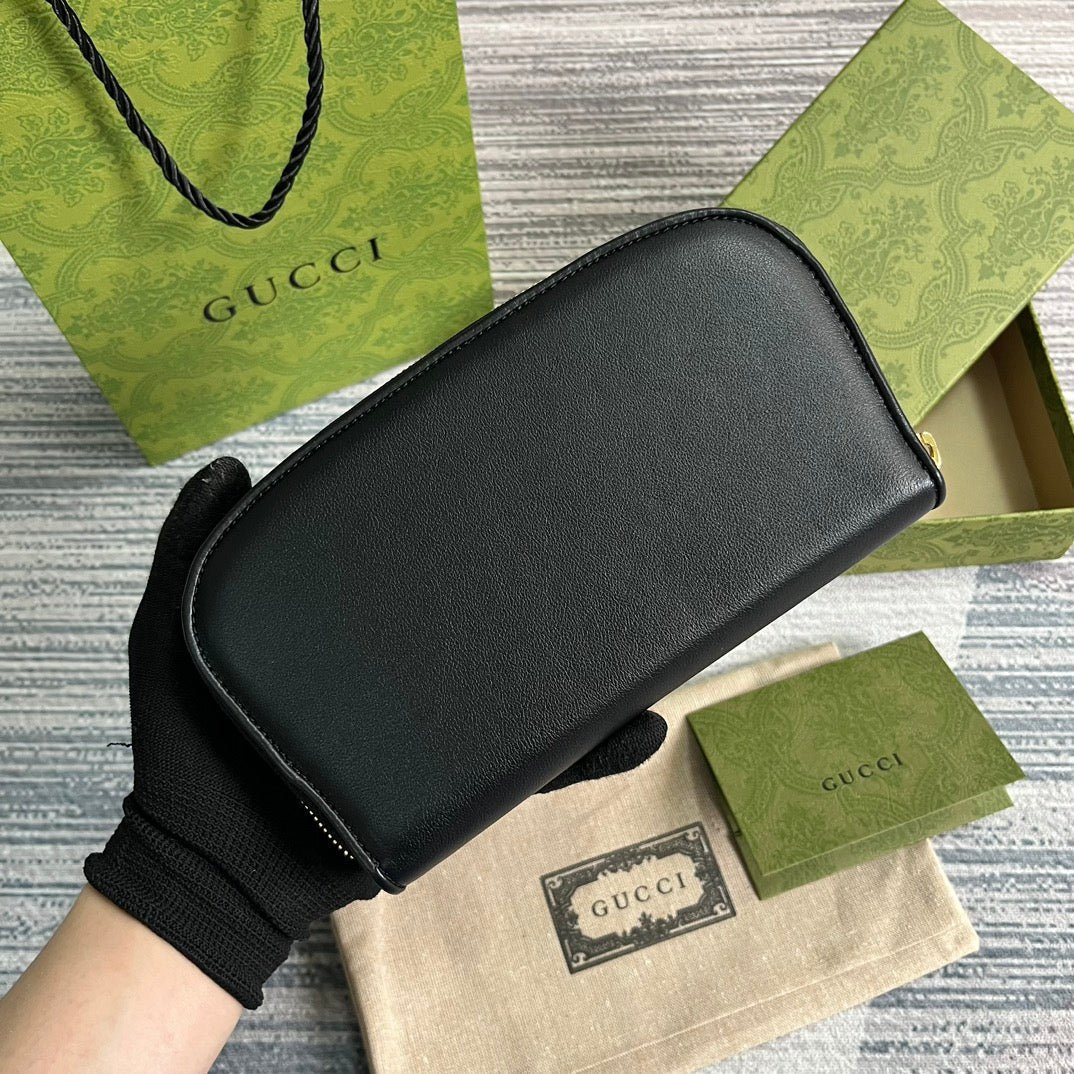 {Style No: HVNT2ILQ} GG BLONDIE 21 FULL ZIP WALLET IN BLACK CALFSKIN - Image 2