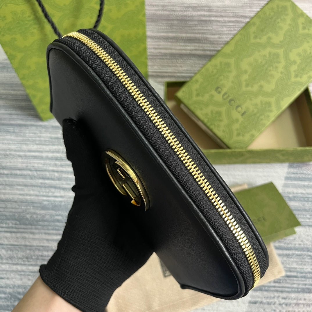 {Style No: HVNT2ILQ} GG BLONDIE 21 FULL ZIP WALLET IN BLACK CALFSKIN - Image 8