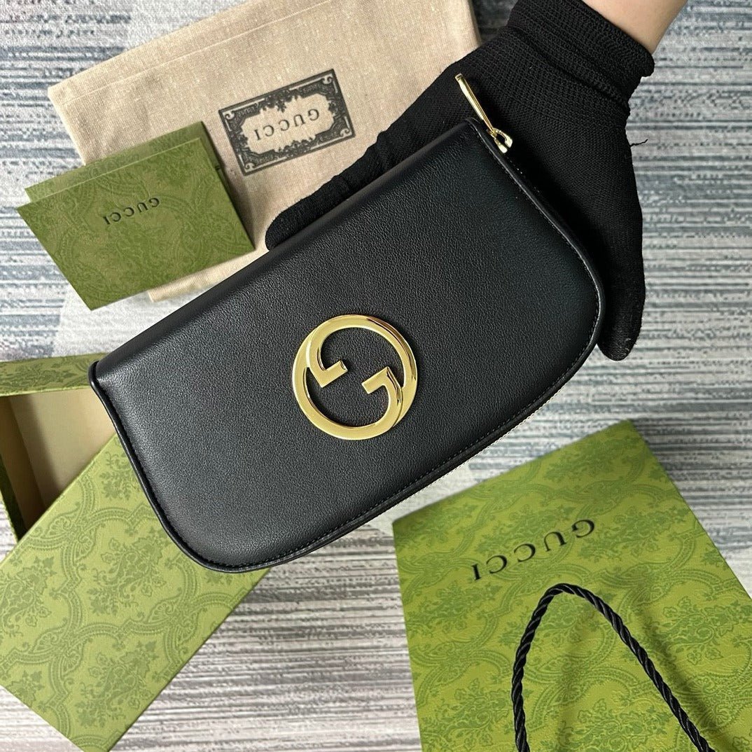 {Style No: HVNT2ILQ} GG BLONDIE 21 FULL ZIP WALLET IN BLACK CALFSKIN