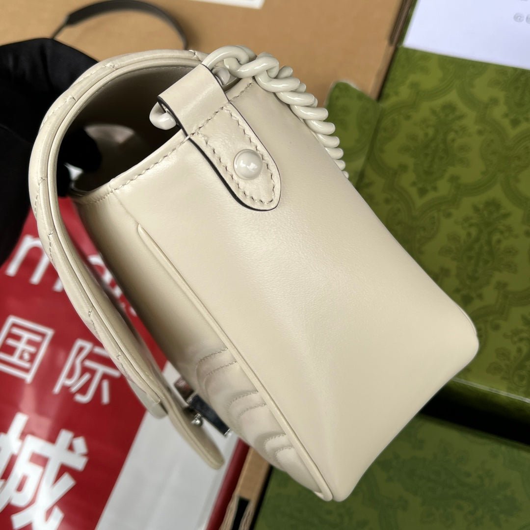 {Style No: STODW1SM} MARMONT QUILTED SHOULDER BAG 18 IN WHITE CALFSKIN - Image 4