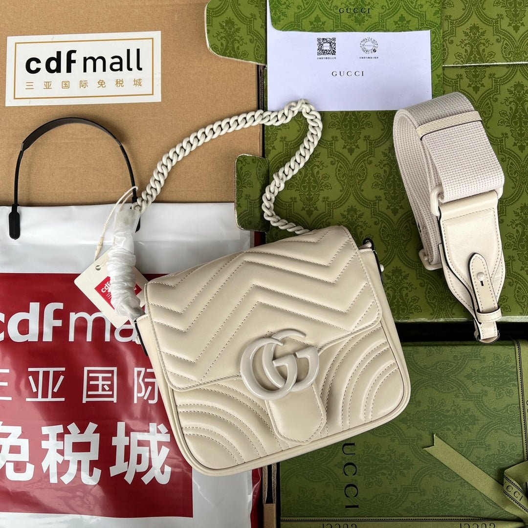 {Style No: STODW1SM} MARMONT QUILTED SHOULDER BAG 18 IN WHITE CALFSKIN