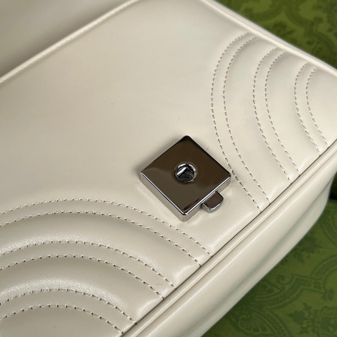 {Style No: STODW1SM} MARMONT QUILTED SHOULDER BAG 18 IN WHITE CALFSKIN - Image 7