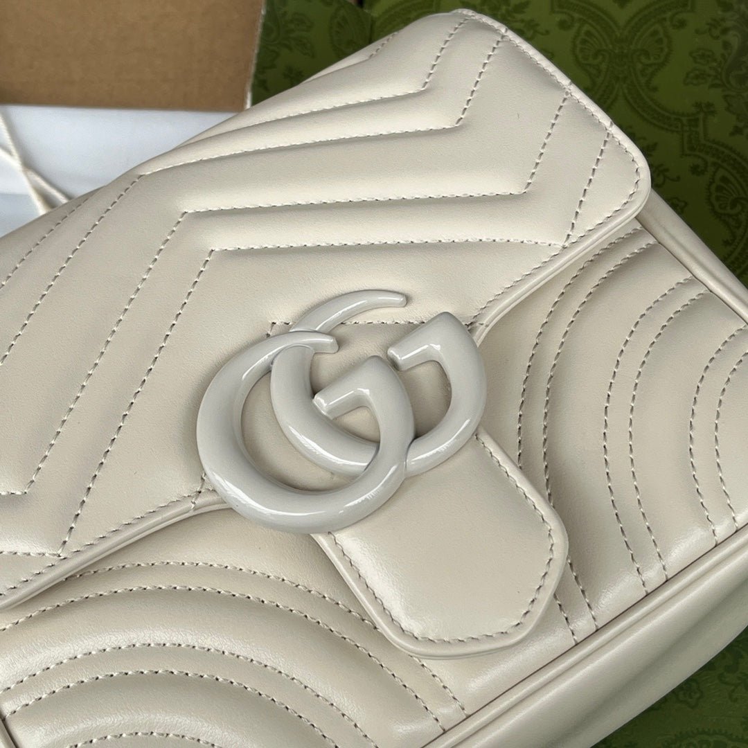 {Style No: STODW1SM} MARMONT QUILTED SHOULDER BAG 18 IN WHITE CALFSKIN - Image 8