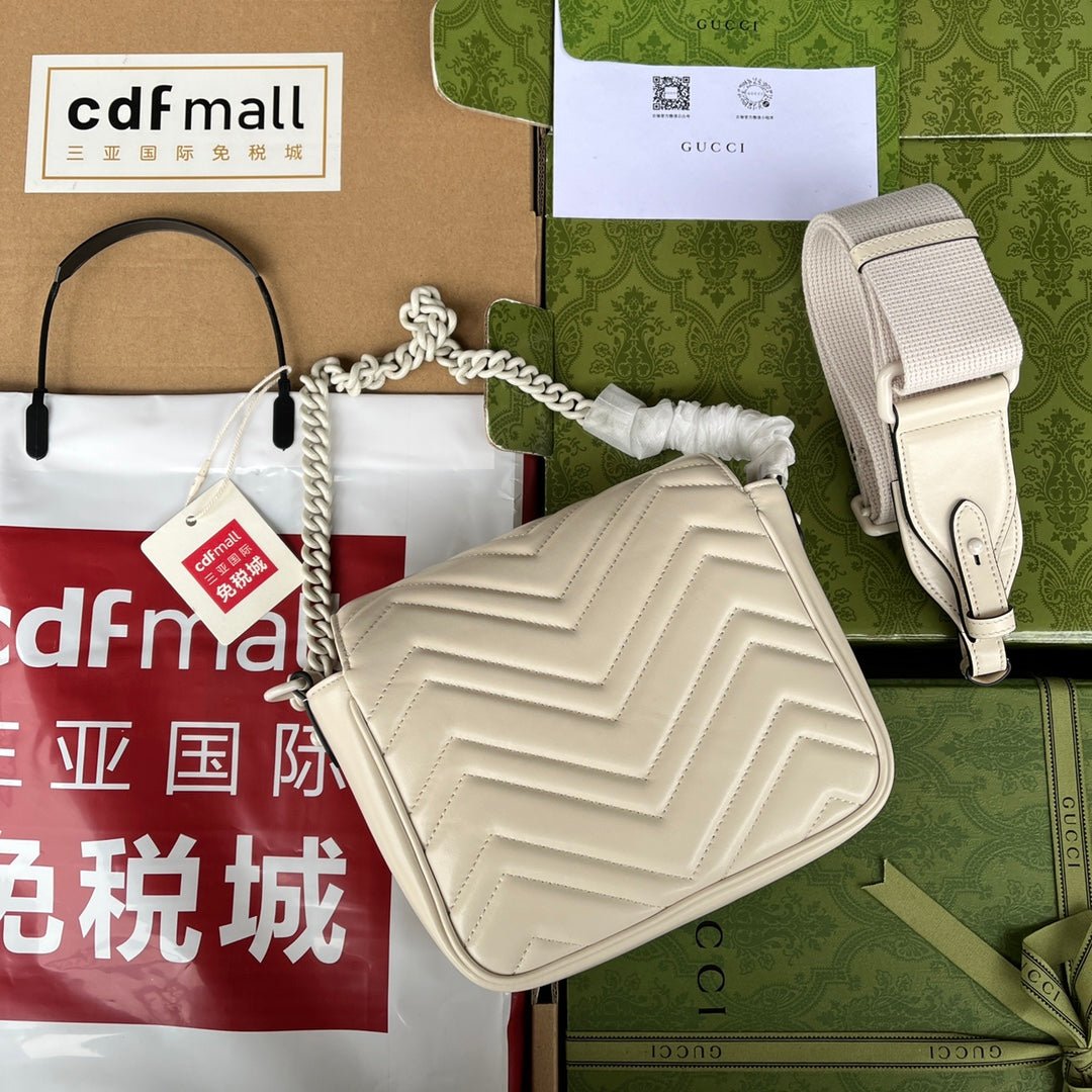 {Style No: STODW1SM} MARMONT QUILTED SHOULDER BAG 18 IN WHITE CALFSKIN - Image 9