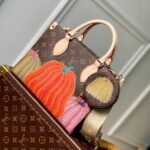 {Style No: PZJT3CLY} LV x YK ONTHEGO 25 IN BROWN MONOGRAM COATED CANVAS AND CALFSKIN PUMPKIN PATTERN