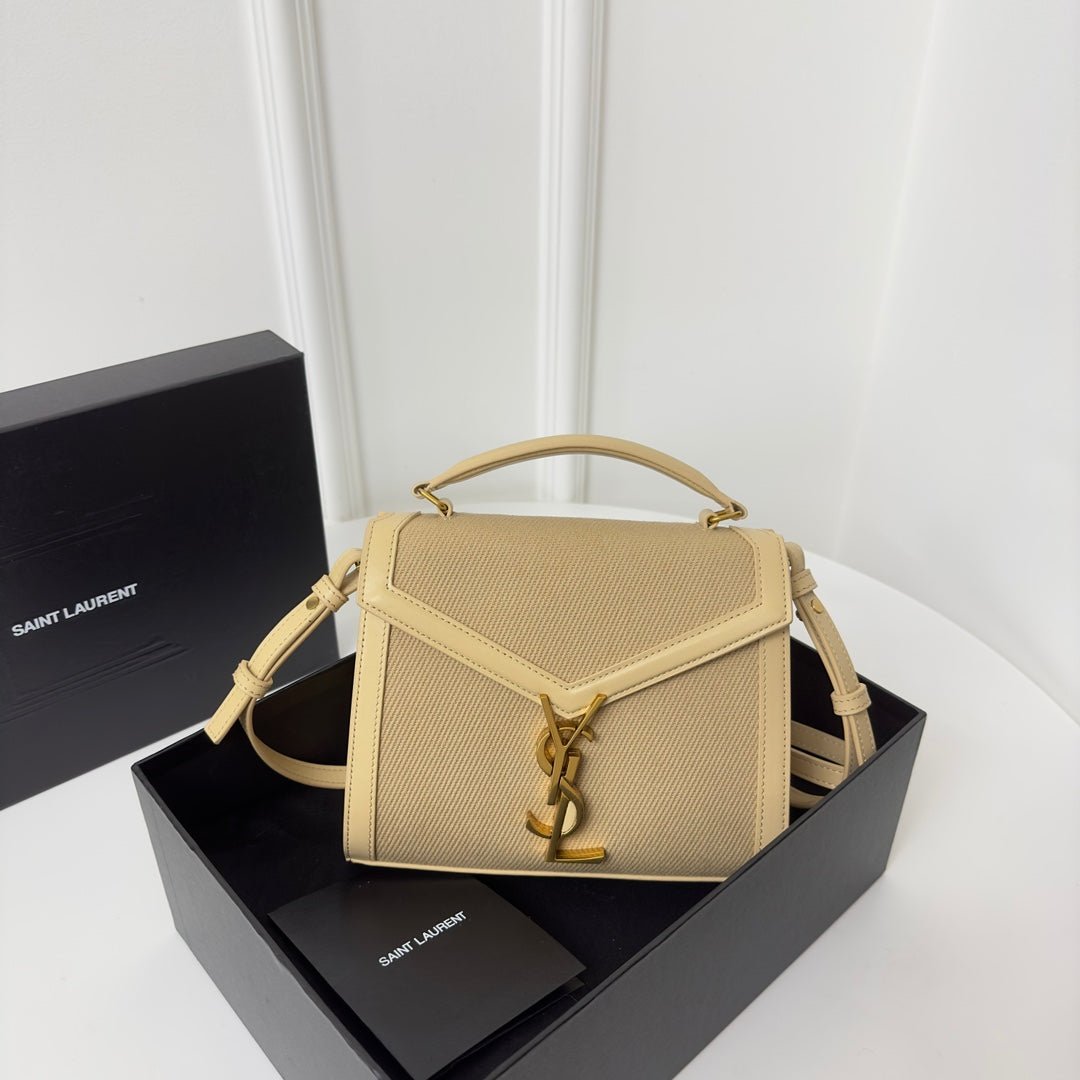 {Style No: RBB2P8OU} CASSANDRA 20 BEICREAM COTTON LINEN AND CALFSKIN