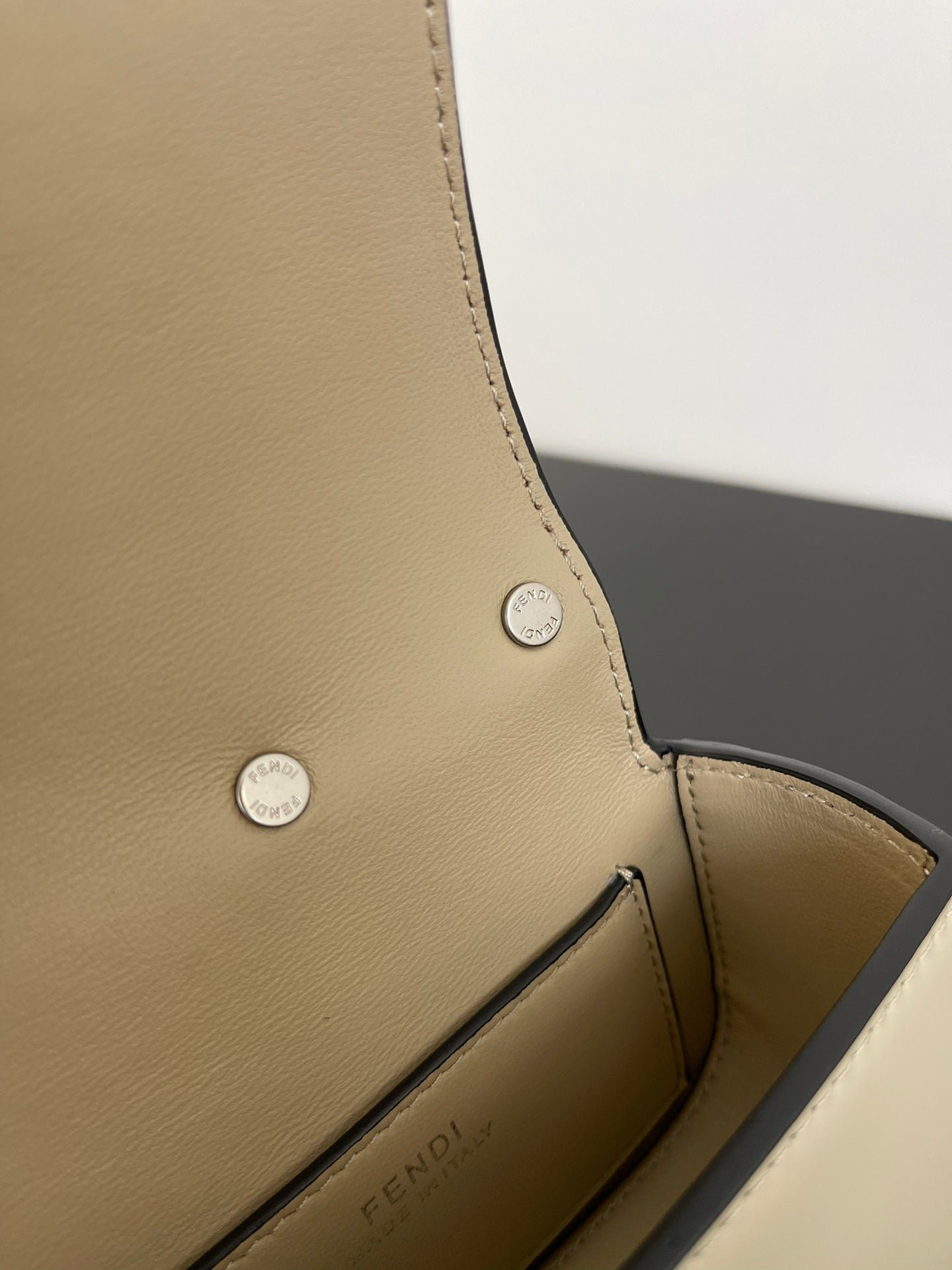 {Style No: WQRKMZ9J} FENDI MINI FIRST SIGHT 13 BAG IN TAN BROWN CALFSKIN WITH SILVER HARDWARE - Image 6