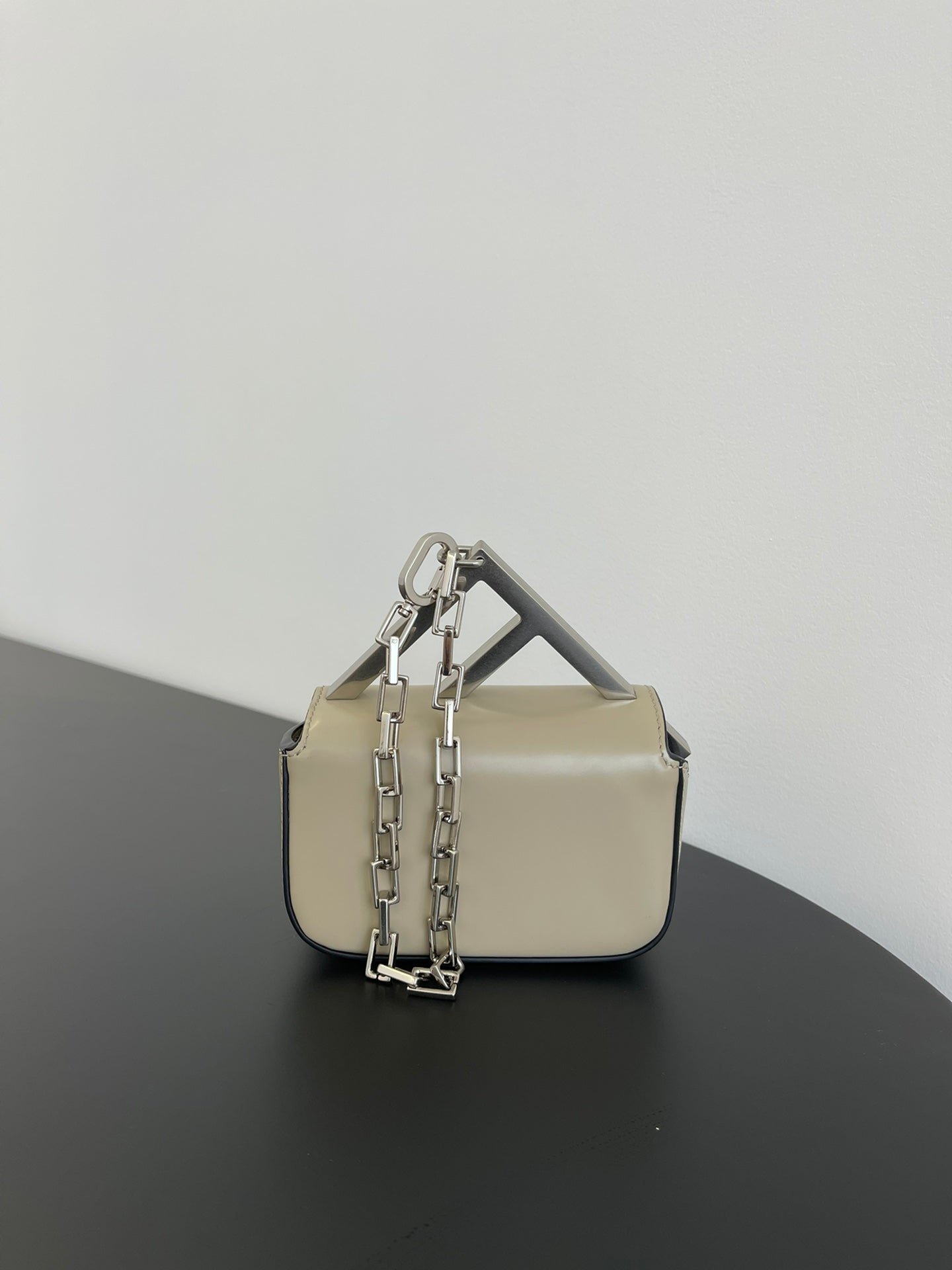 {Style No: WQRKMZ9J} FENDI MINI FIRST SIGHT 13 BAG IN TAN BROWN CALFSKIN WITH SILVER HARDWARE - Image 2