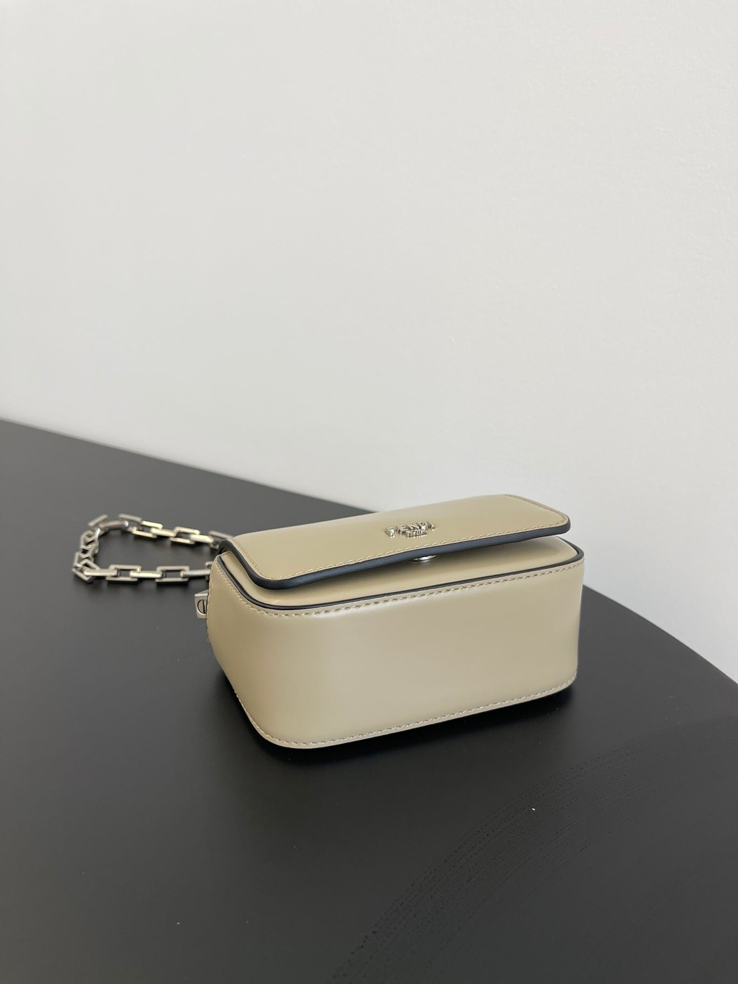 {Style No: WQRKMZ9J} FENDI MINI FIRST SIGHT 13 BAG IN TAN BROWN CALFSKIN WITH SILVER HARDWARE - Image 7