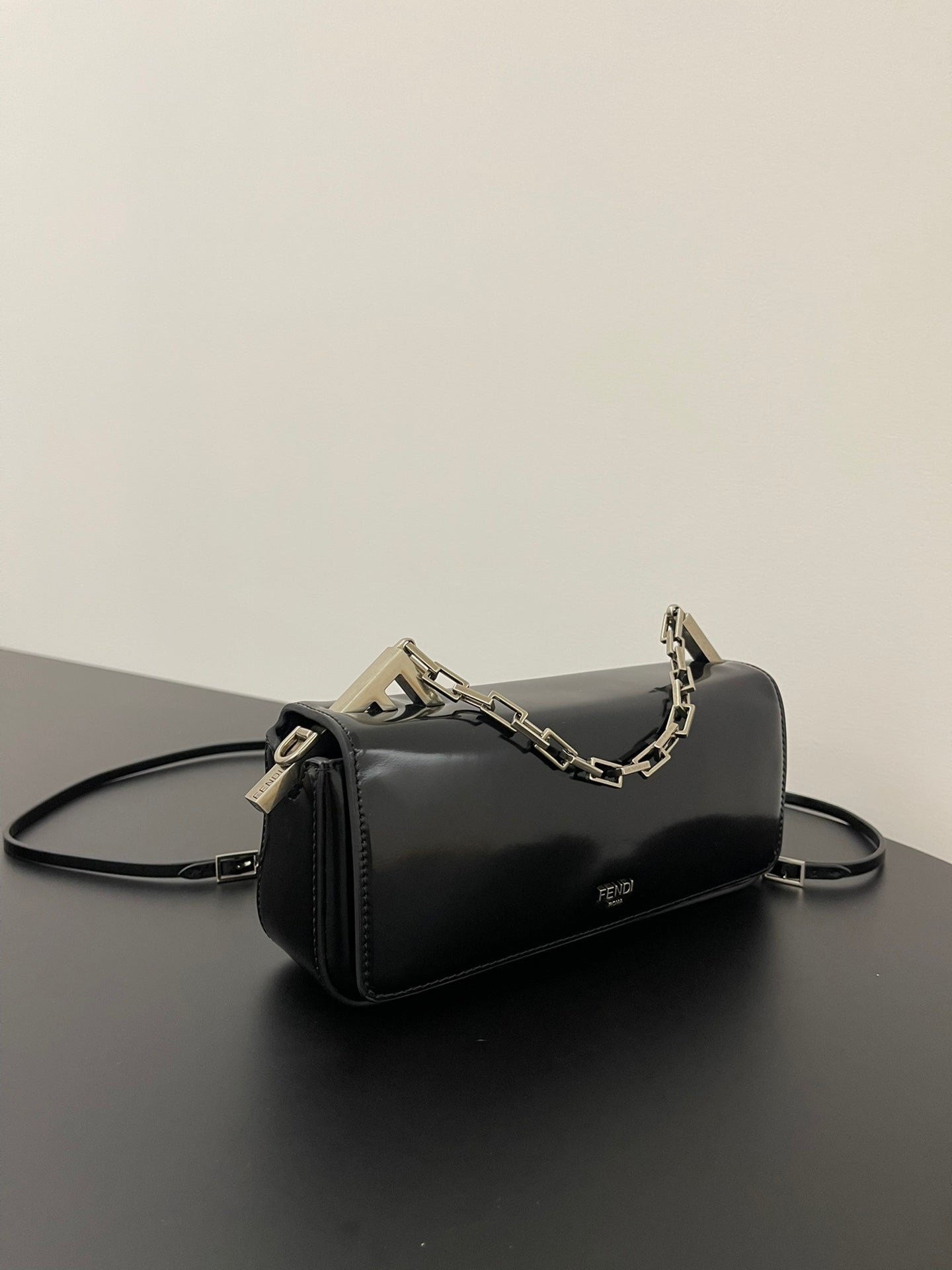 {Style No: 5GOV267P} FENDI MINI FIRST SIGHT 23 BAG IN BLACK CALFSKIN WITH SILVER HARDWARE - Image 3