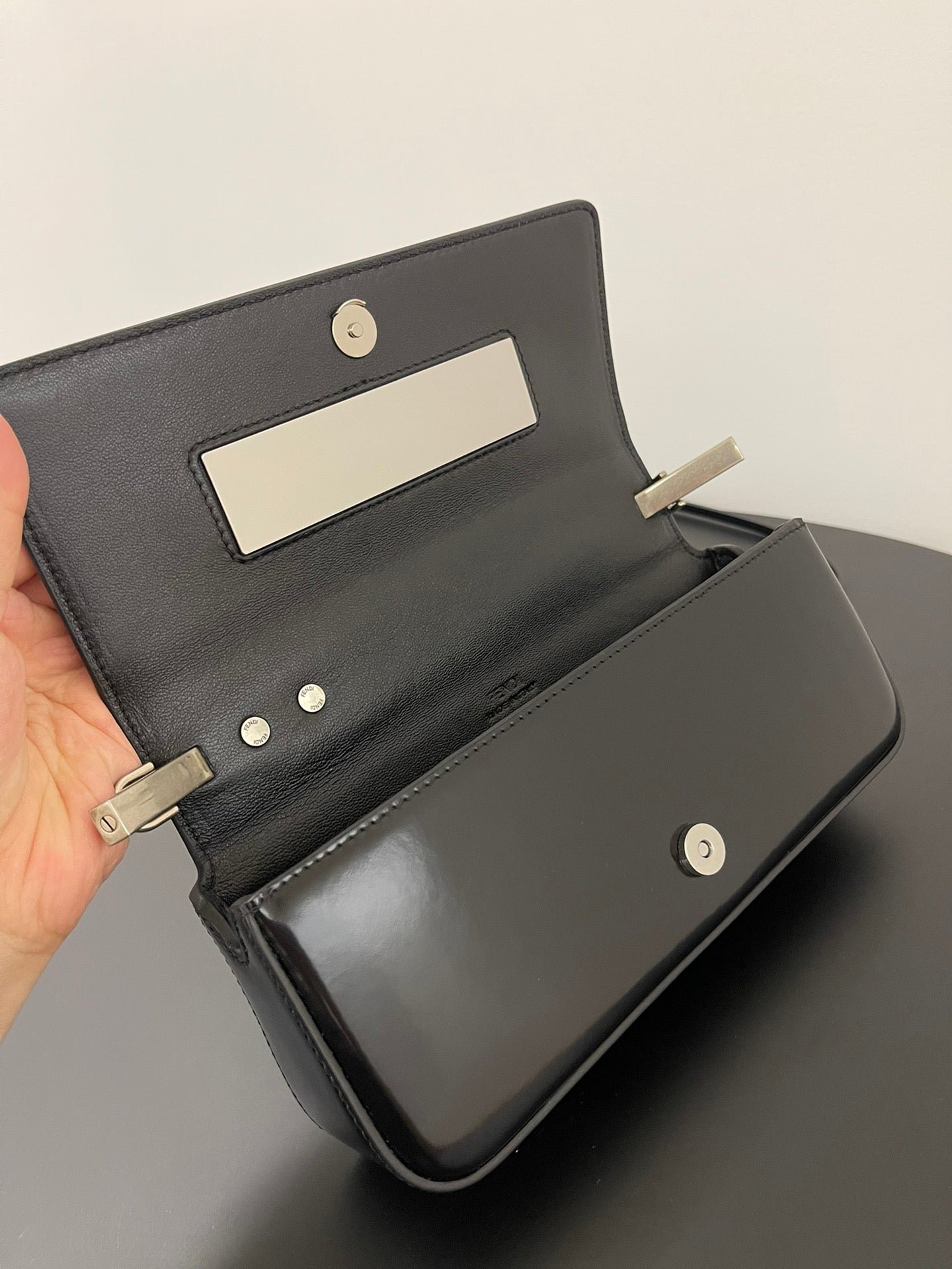 {Style No: 5GOV267P} FENDI MINI FIRST SIGHT 23 BAG IN BLACK CALFSKIN WITH SILVER HARDWARE - Image 4