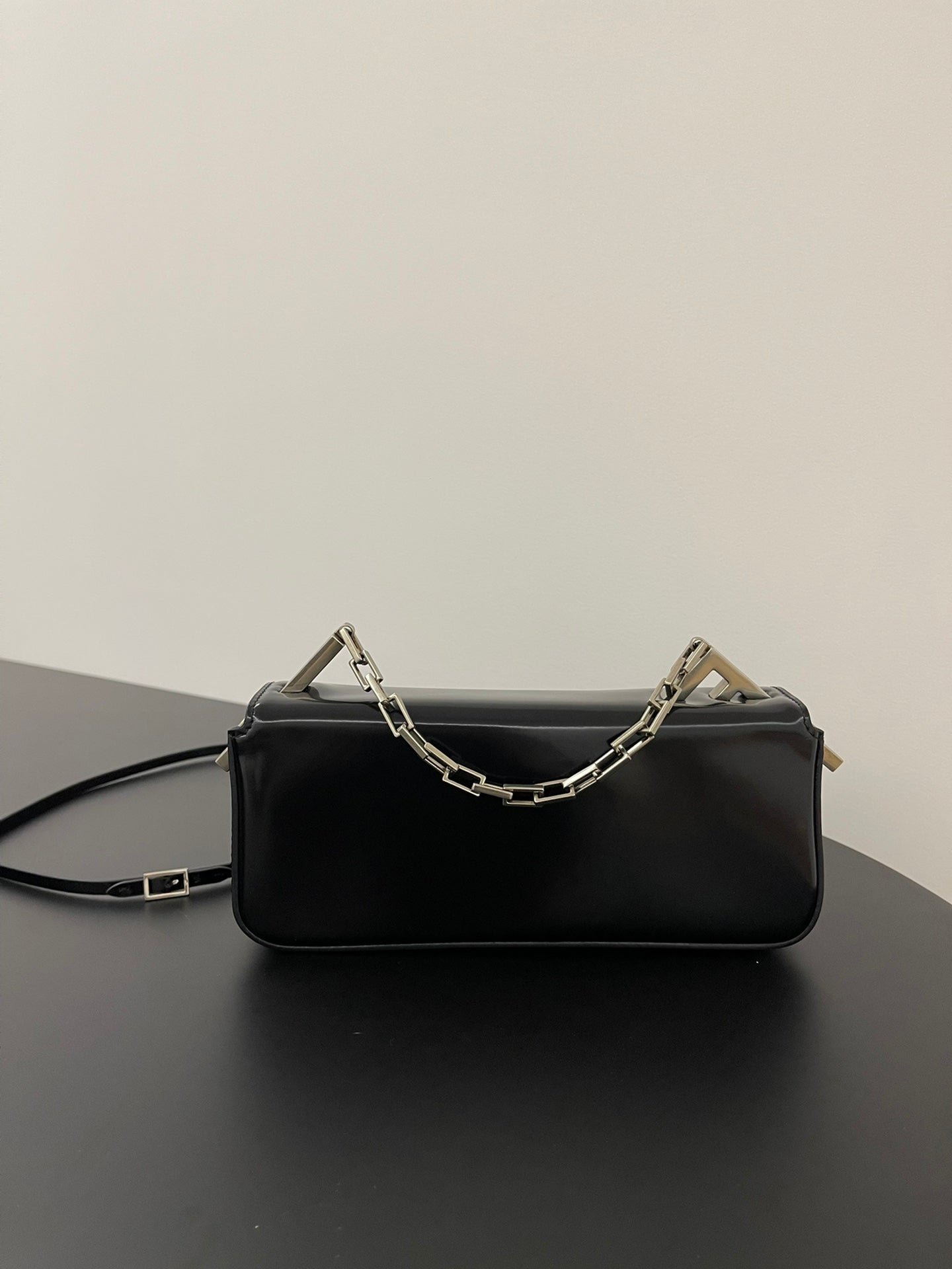 {Style No: 5GOV267P} FENDI MINI FIRST SIGHT 23 BAG IN BLACK CALFSKIN WITH SILVER HARDWARE - Image 2