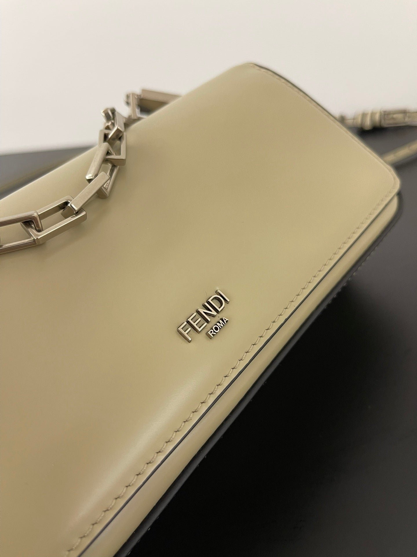 {Style No: HESOQL6W} FENDI MINI FIRST SIGHT 23 BAG IN ECRU BROWN CALFSKIN WITH SILVER HARDWARE - Image 9