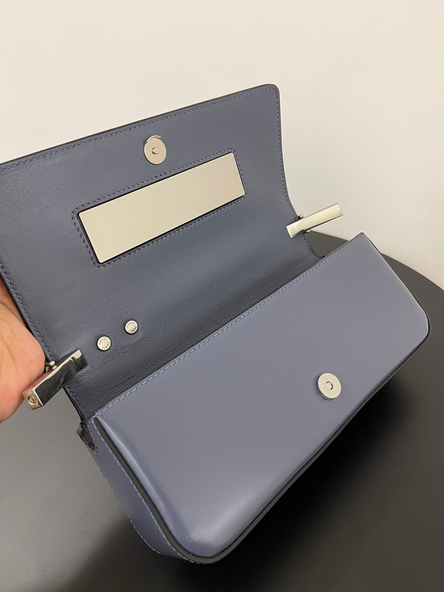 {Style No: IKIS9IUJ} FENDI MINI FIRST SIGHT 23 BAG IN INDIGO BLUE CALFSKIN WITH SILVER HARDWARE - Image 3