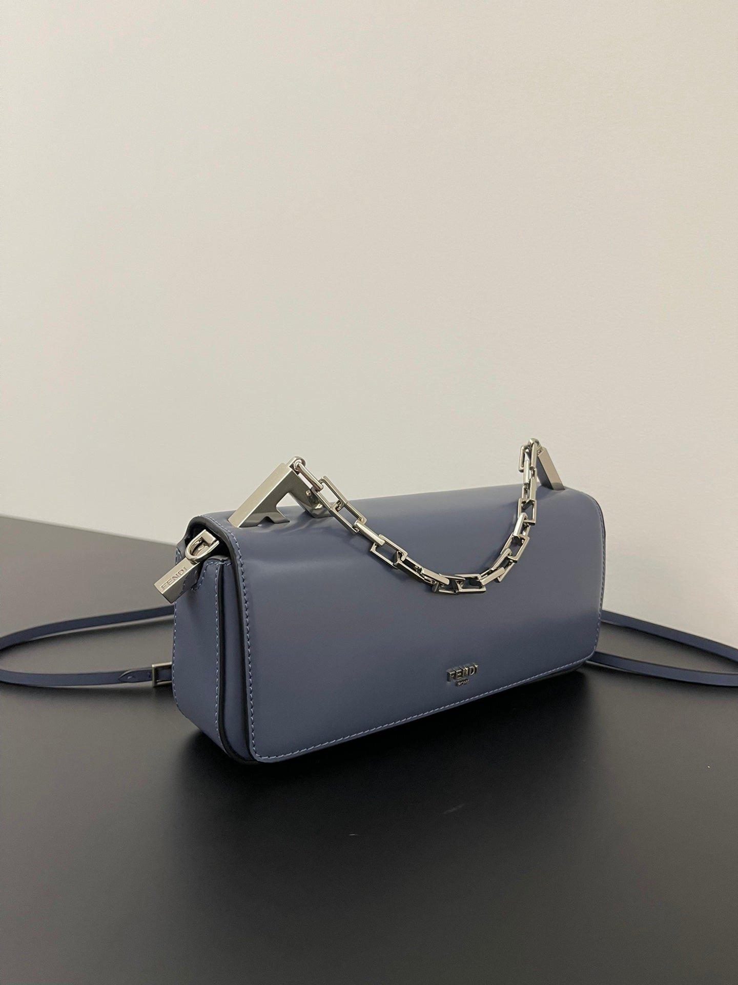 {Style No: IKIS9IUJ} FENDI MINI FIRST SIGHT 23 BAG IN INDIGO BLUE CALFSKIN WITH SILVER HARDWARE - Image 2