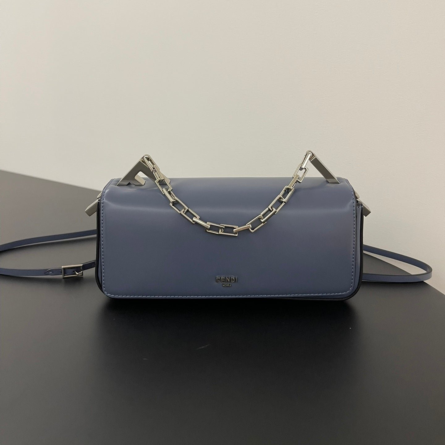 {Style No: IKIS9IUJ} FENDI MINI FIRST SIGHT 23 BAG IN INDIGO BLUE CALFSKIN WITH SILVER HARDWARE